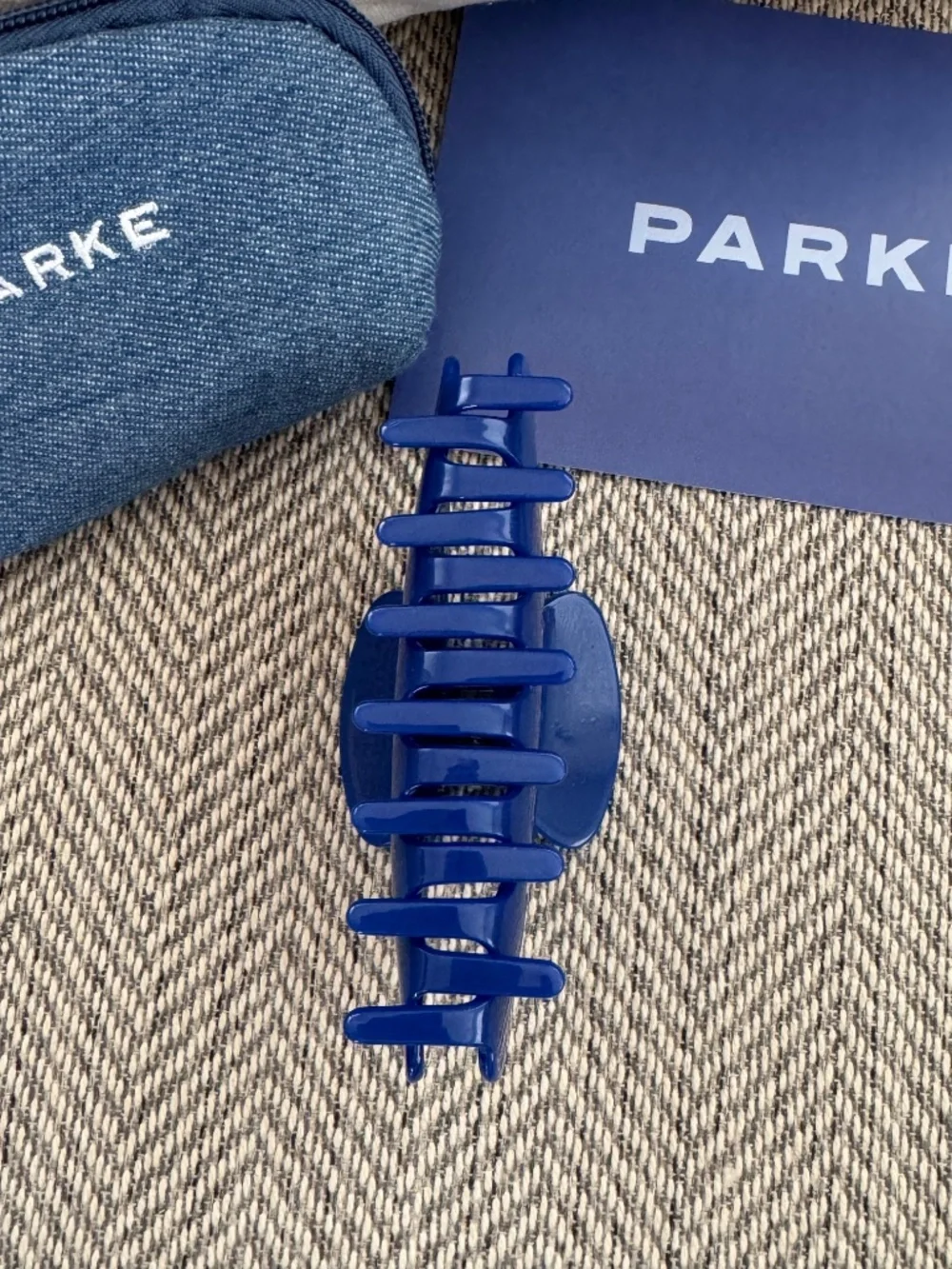 Parke Claw Clip Navy Denim Blue Hair Accessories with bag